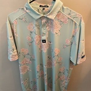 Floral bad birdie golf polo